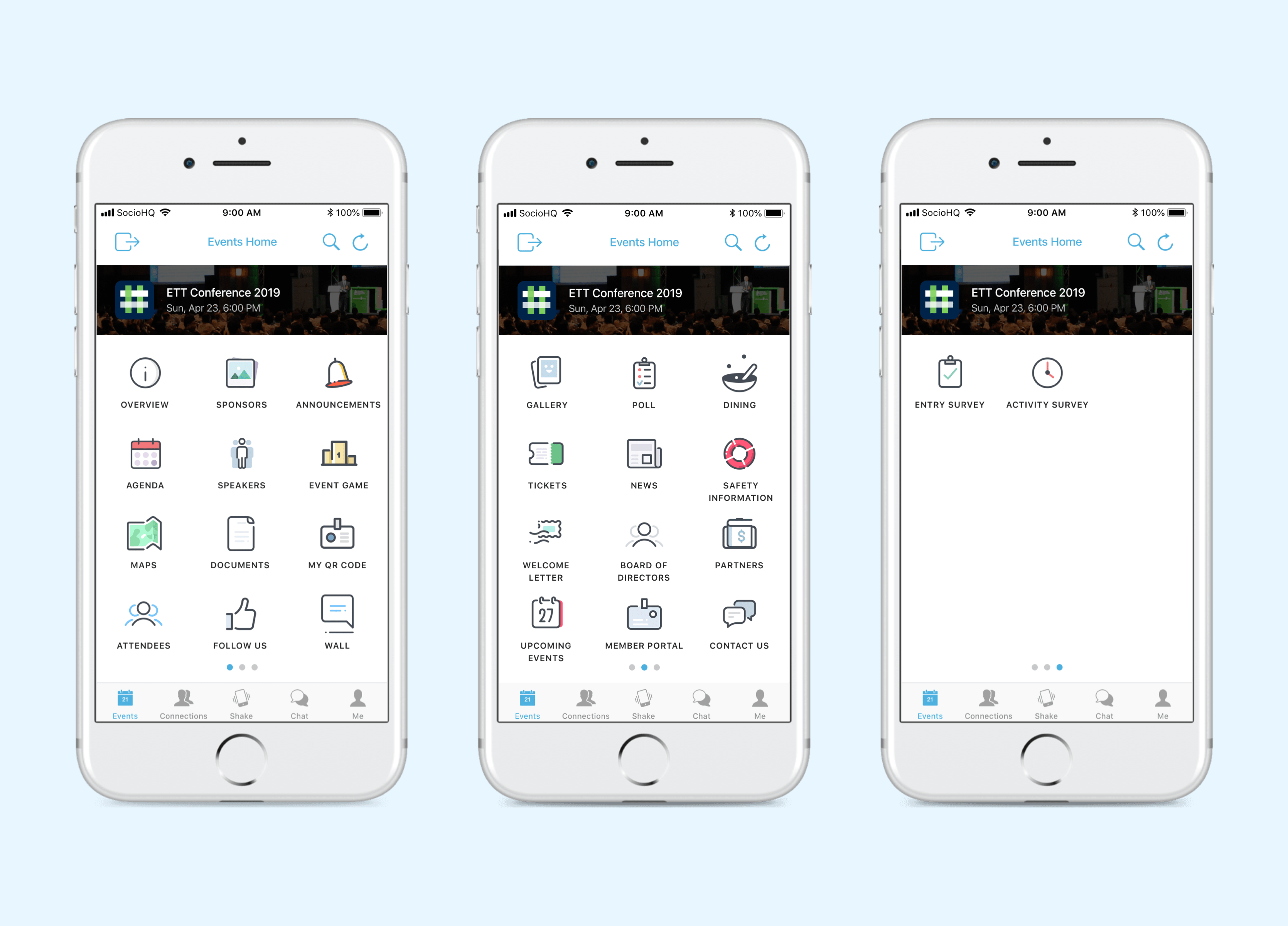 Features Only event app layout