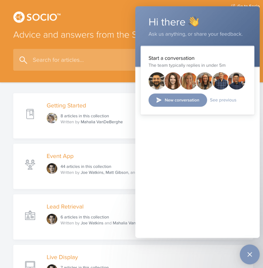 knowledge base to answer questions on how to create an event app