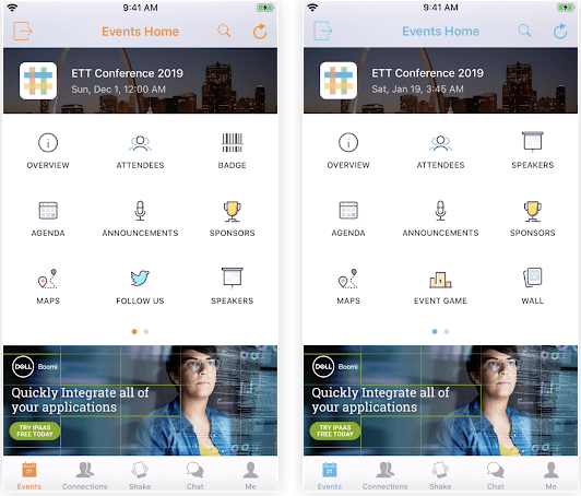 white label event app vs container app home screen