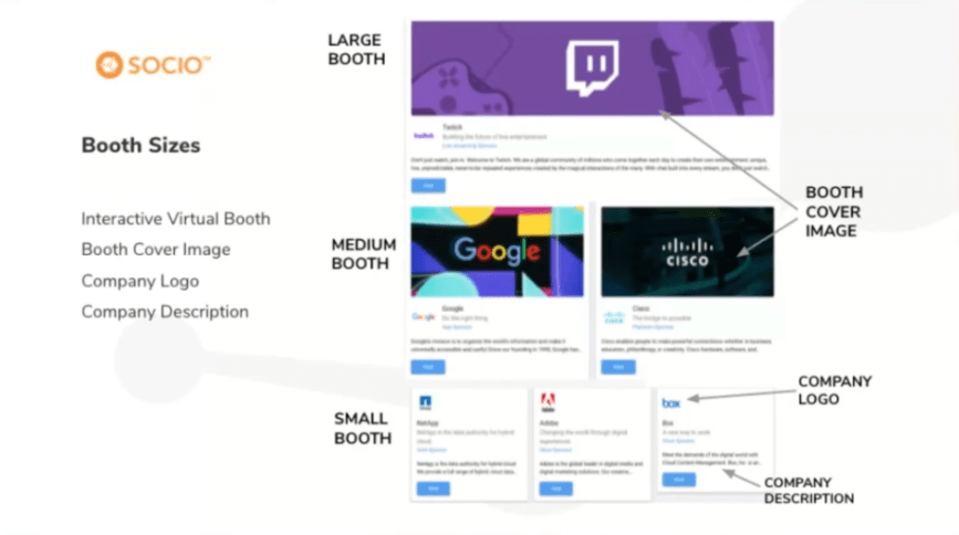 Socio Sponsor Booth size examples