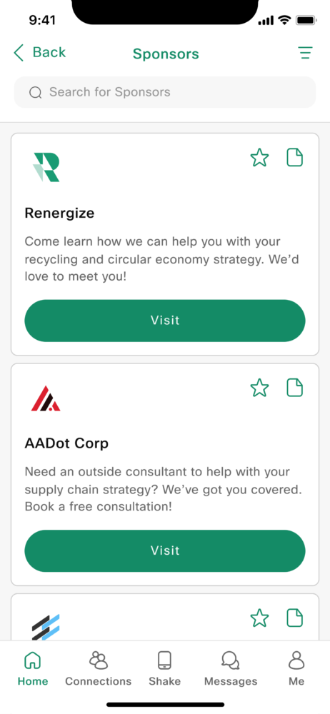 webex events sponsor profiles on event app